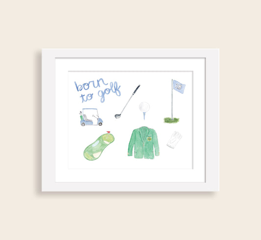 "Born to Golf" Watercolor Art Print