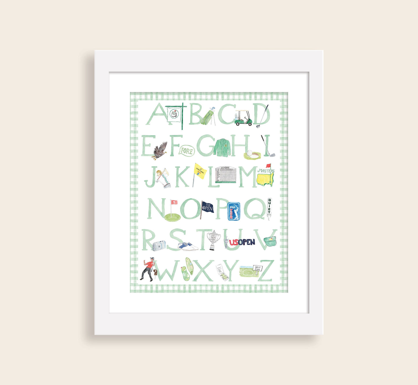 The ABCs of Golf - Green | Golf Alphabet Watercolor Art Print