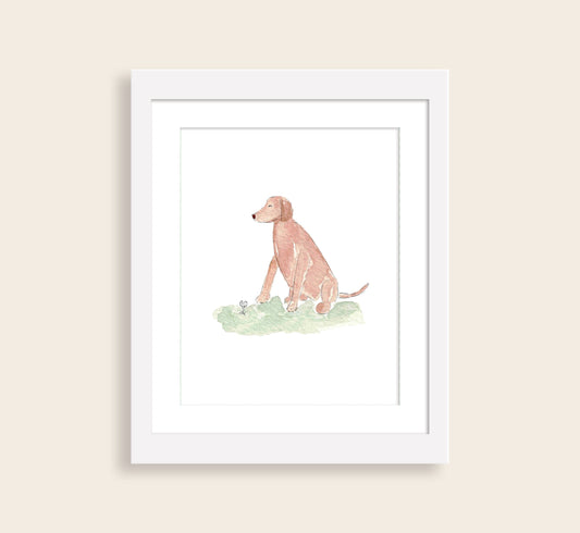 Golf Dog Watercolor Art Print