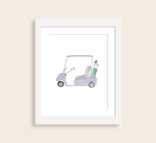 Lavender Golf Cart Watercolor Art Print