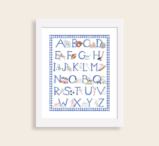 "The ABCs of Sports" Alphabet Watercolor Art Print