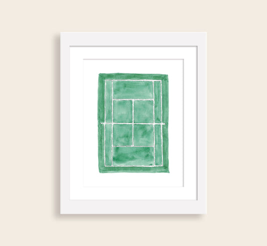 Tennis Court Watercolor Art Print