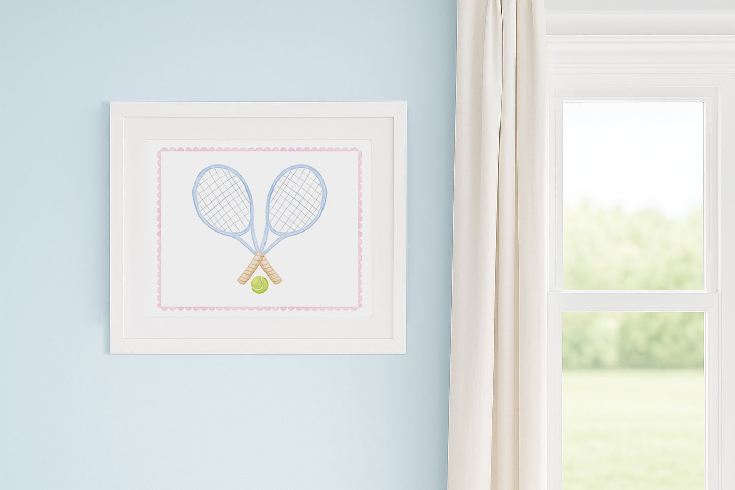 "Love All" Tennis Rackets Watercolor Print