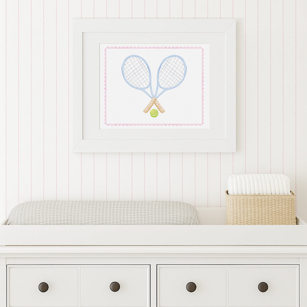 "Love All" Tennis Rackets Watercolor Print