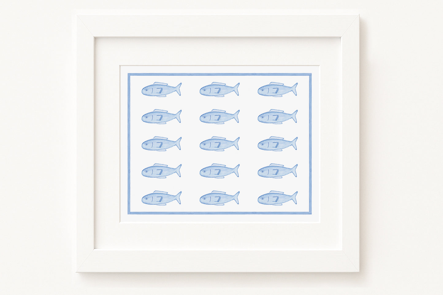 Blue Fish Horizontal Watercolor Art Print