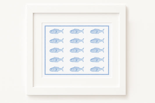 Blue Fish Horizontal Watercolor Art Print