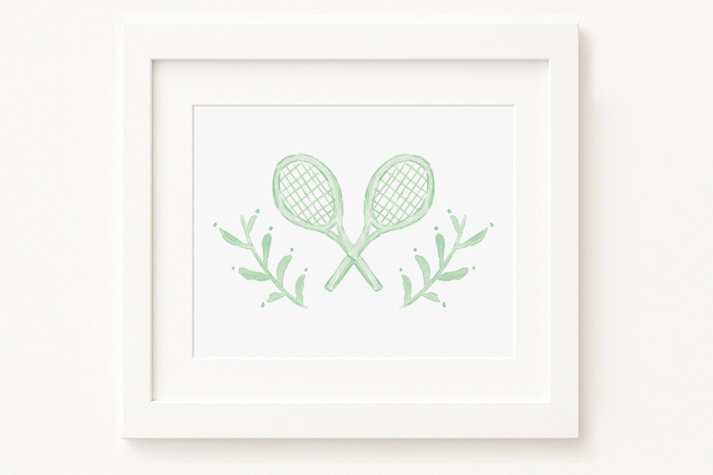 Green Tennis Rackets Watercolor Toile Art Print