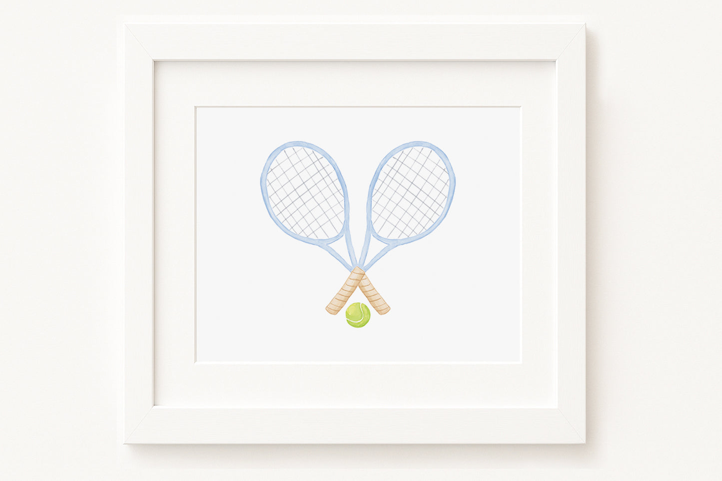"Love All" Tennis Rackets Watercolor Print