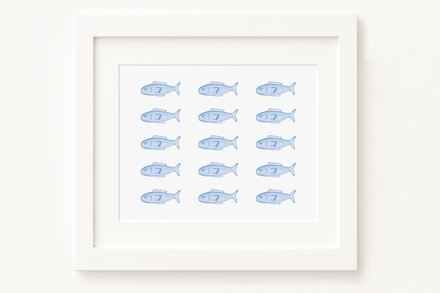 Blue Fish Horizontal Watercolor Art Print