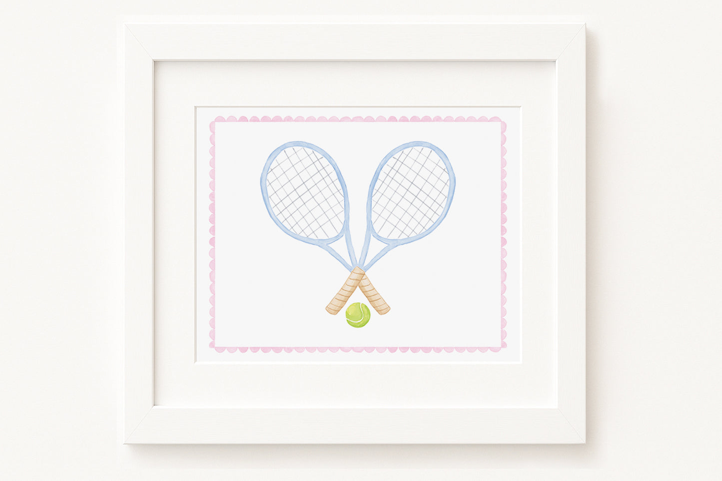 "Love All" Tennis Rackets Watercolor Print