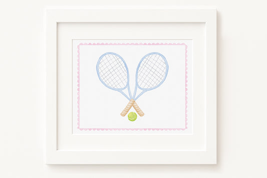 "Love All" Tennis Rackets Watercolor Print