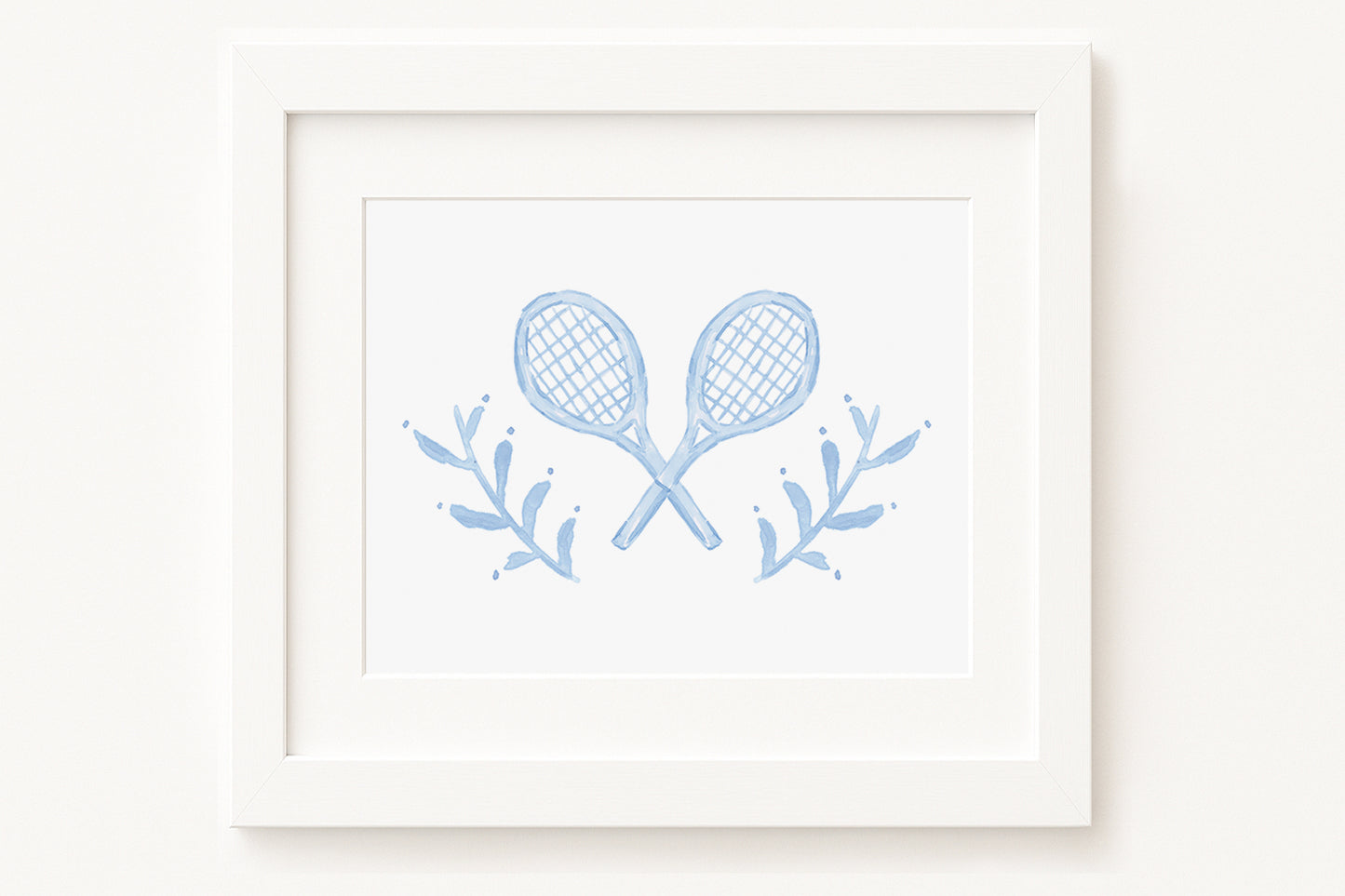 Blue Tennis Rackets Watercolor Toile Art Print