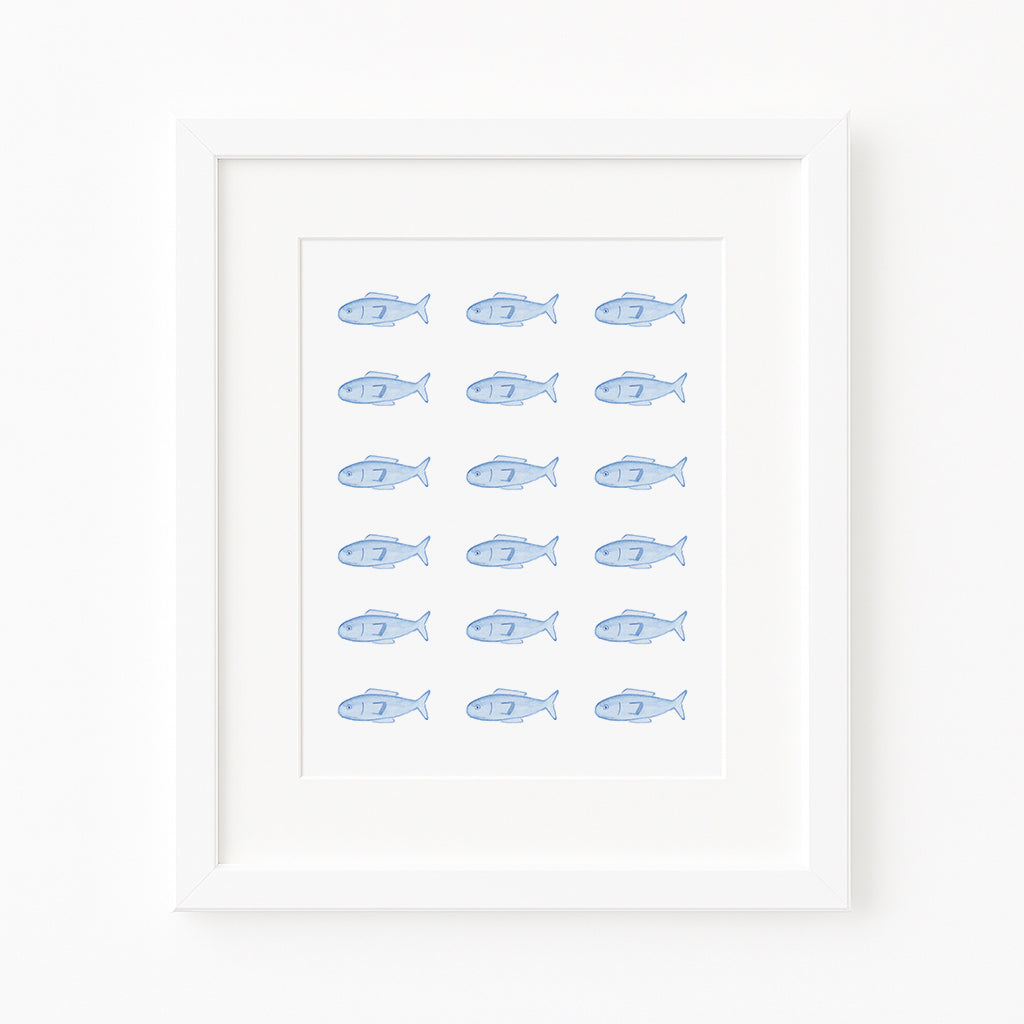 Blue Fish Watercolor Art Print