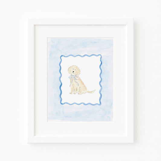 Blue Puppy Dog Watercolor Art Print