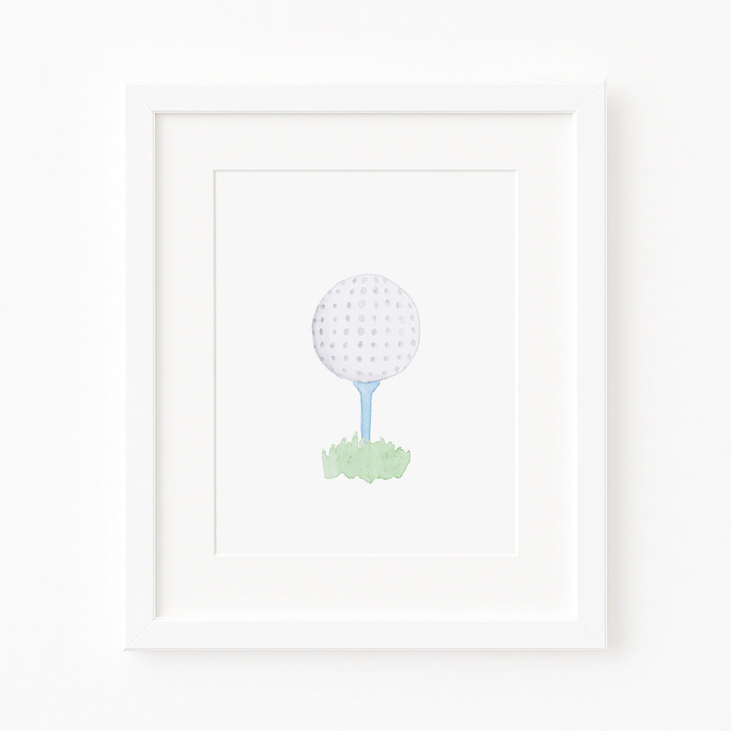 Light Blue Golf Tee and Golf Ball Art Print