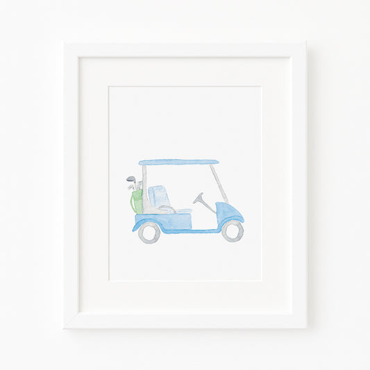 Light Blue Golf Cart Art Print