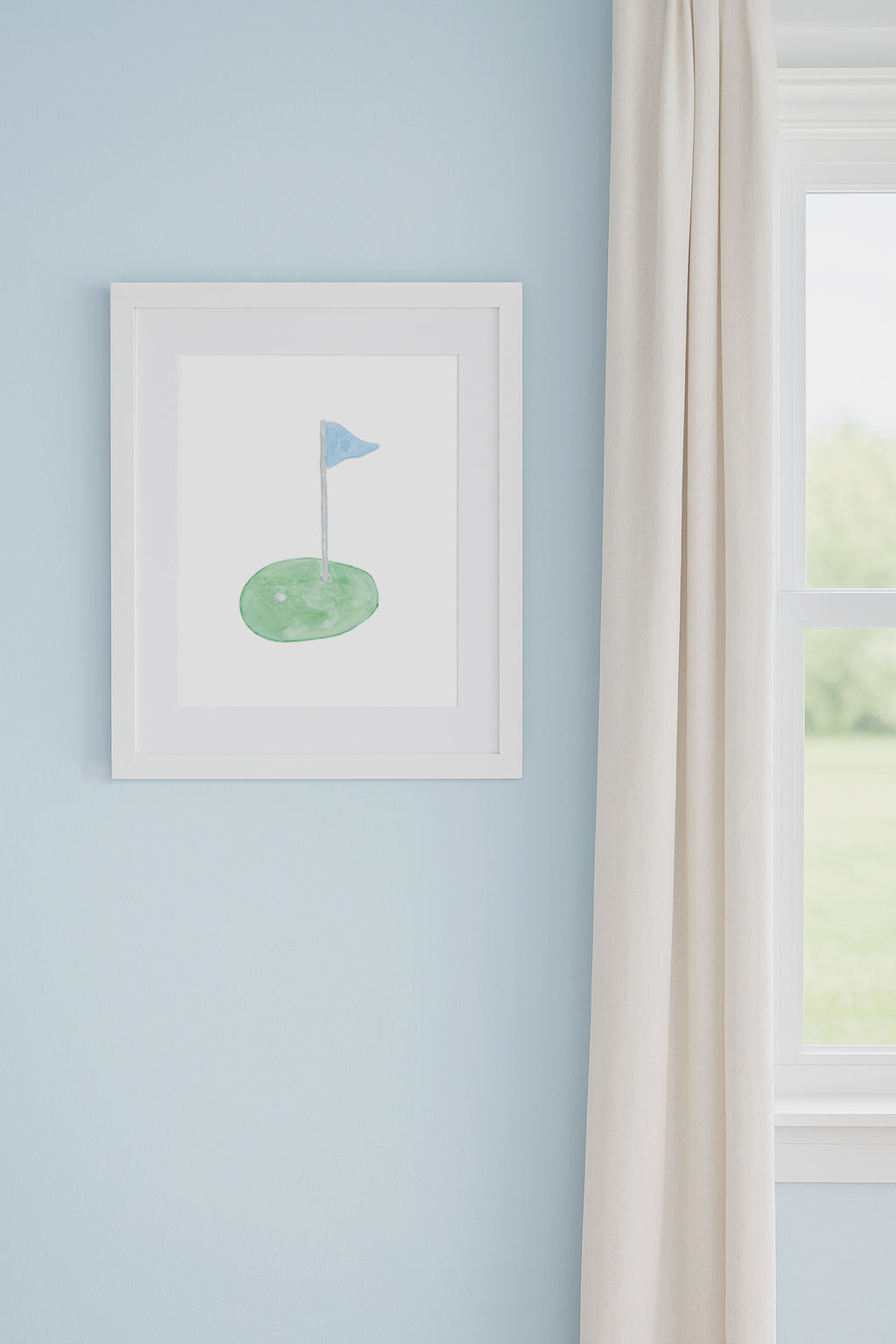 Light Blue Golf Flag Art Print