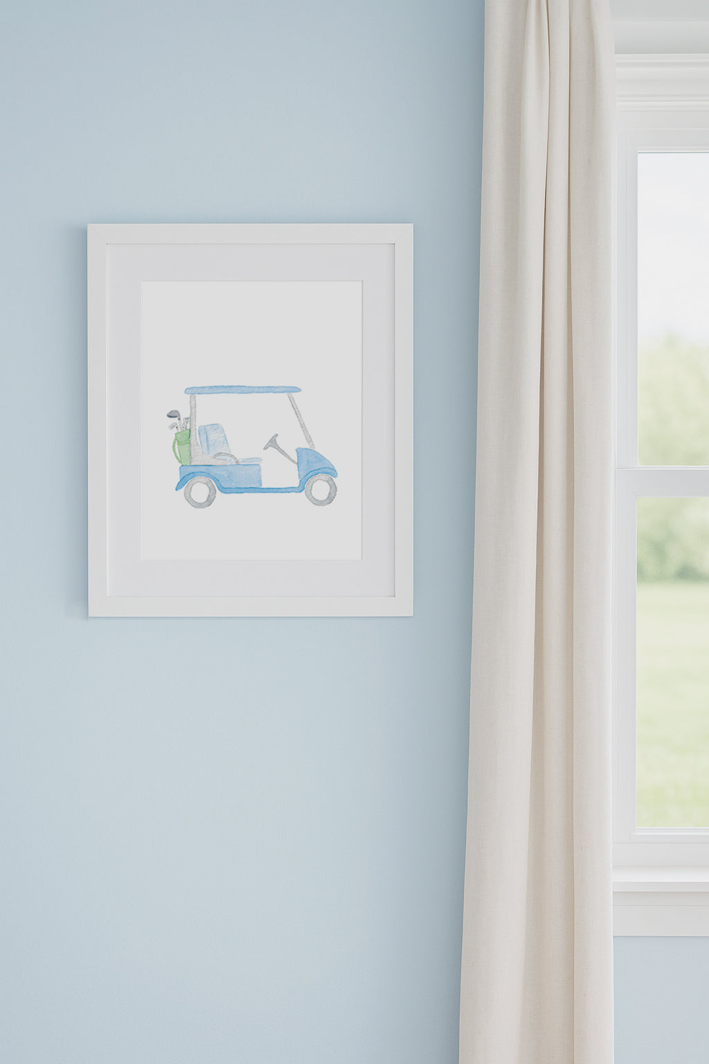 Light Blue Golf Cart Art Print