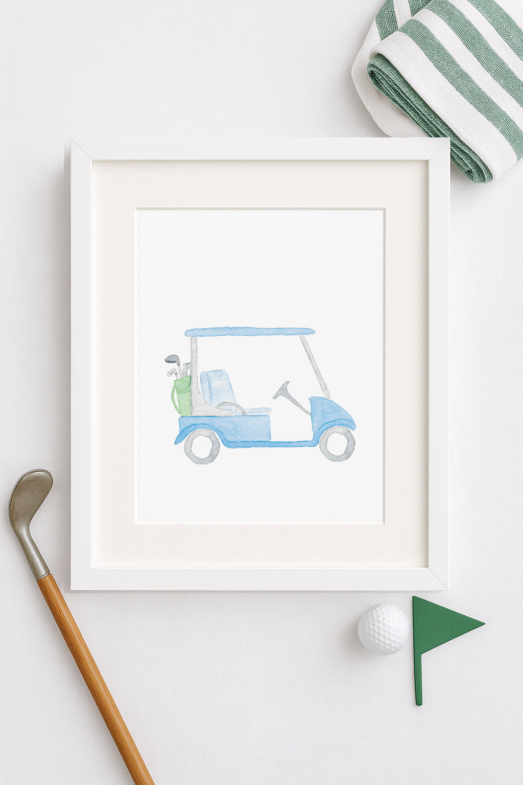 Light Blue Golf Cart Art Print