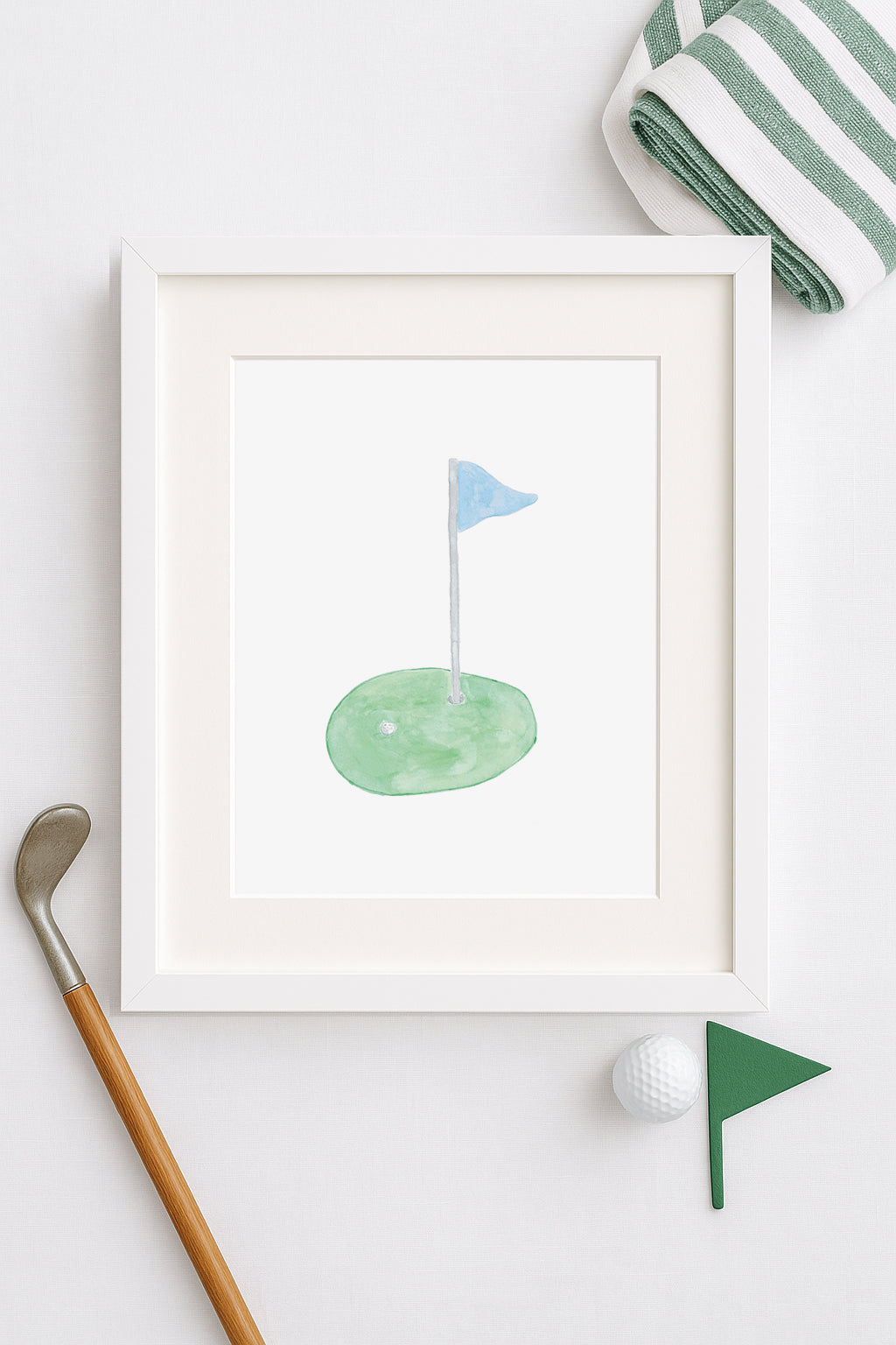 Light Blue Golf Flag Art Print